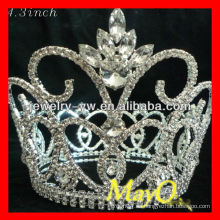 Corona cristalina grande de la tiara del desfile de la flor para la venta